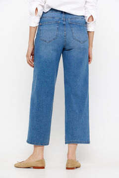 Cortefiel pantalón denim fit palazzo crop Azul