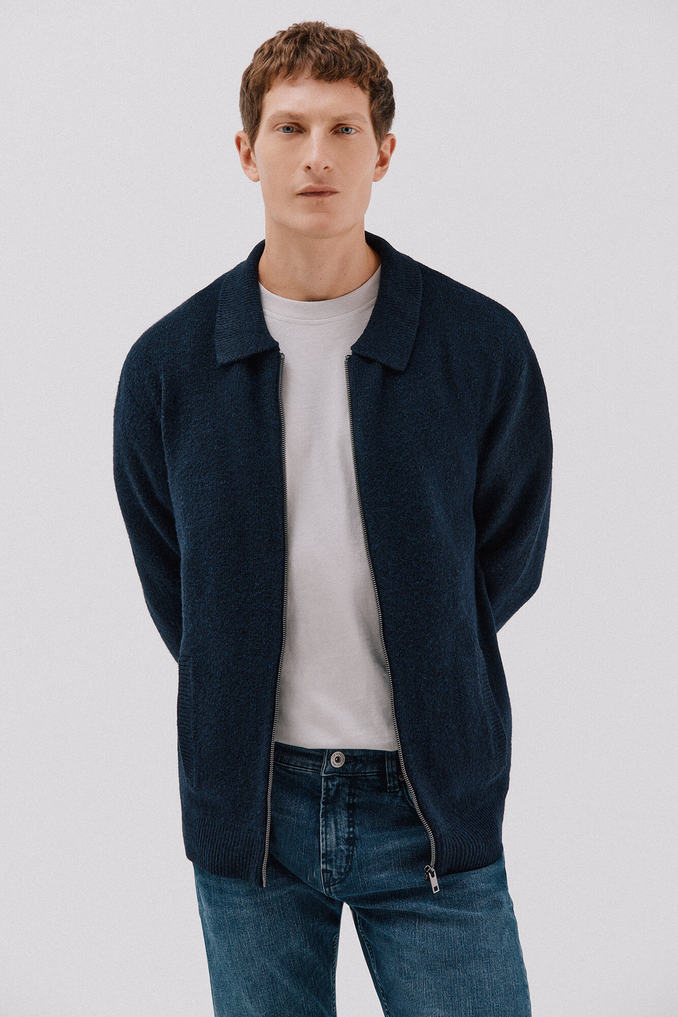 Cortefiel <br>-C&aacute;rdigan tejido textura cierre