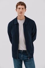 Cortefiel <br>-C&aacute;rdigan tejido textura cierre Azul marino