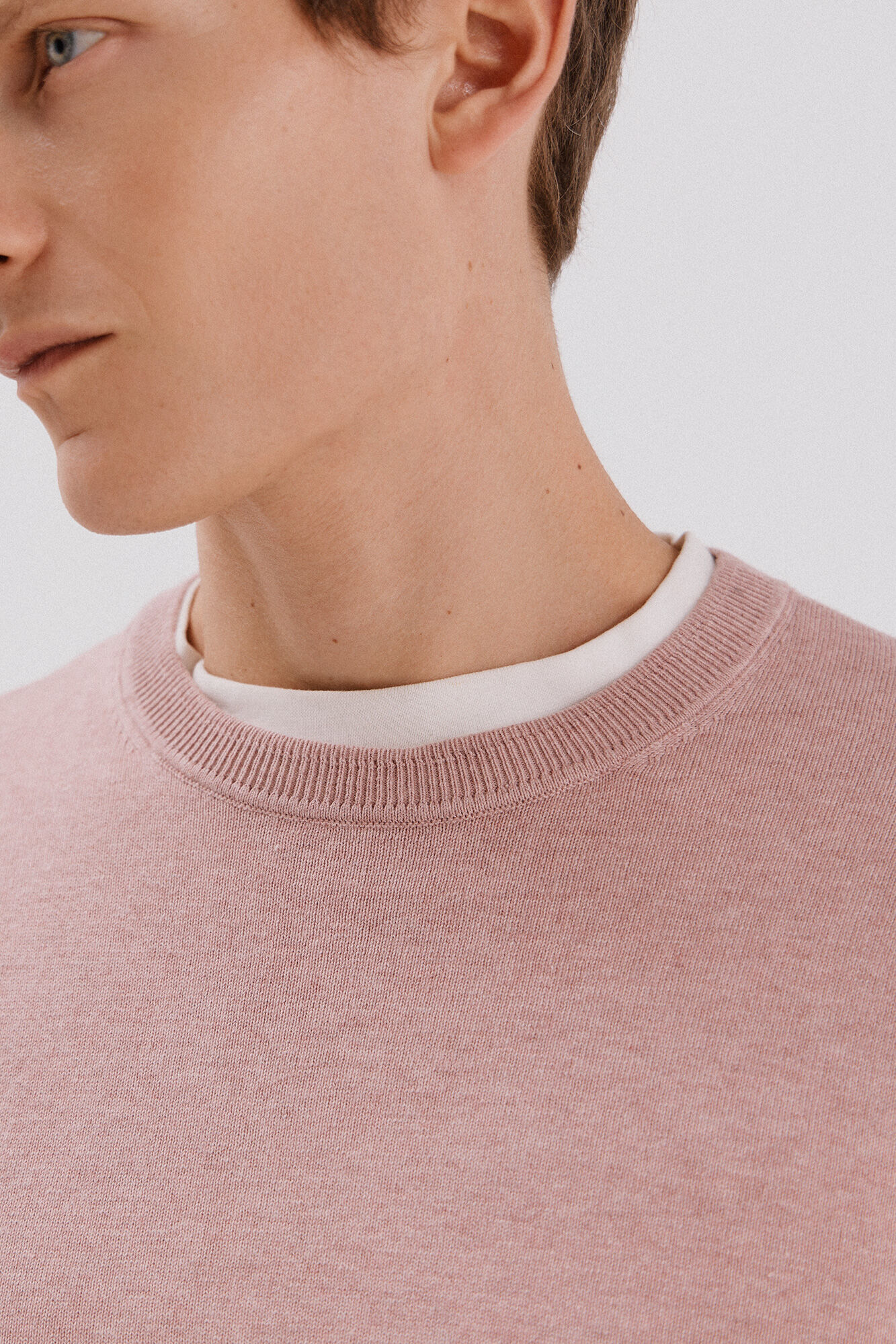 Cortefiel Su&eacute;ter algod&oacute;n cashmere cuello redondo ajustado Rosa