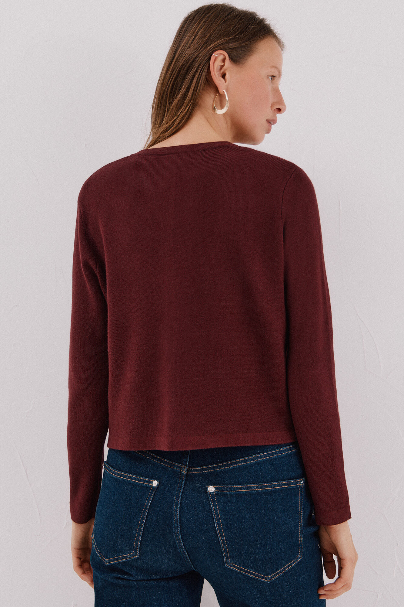 Cortefiel Chaqueta b&aacute;sica tejido Vino