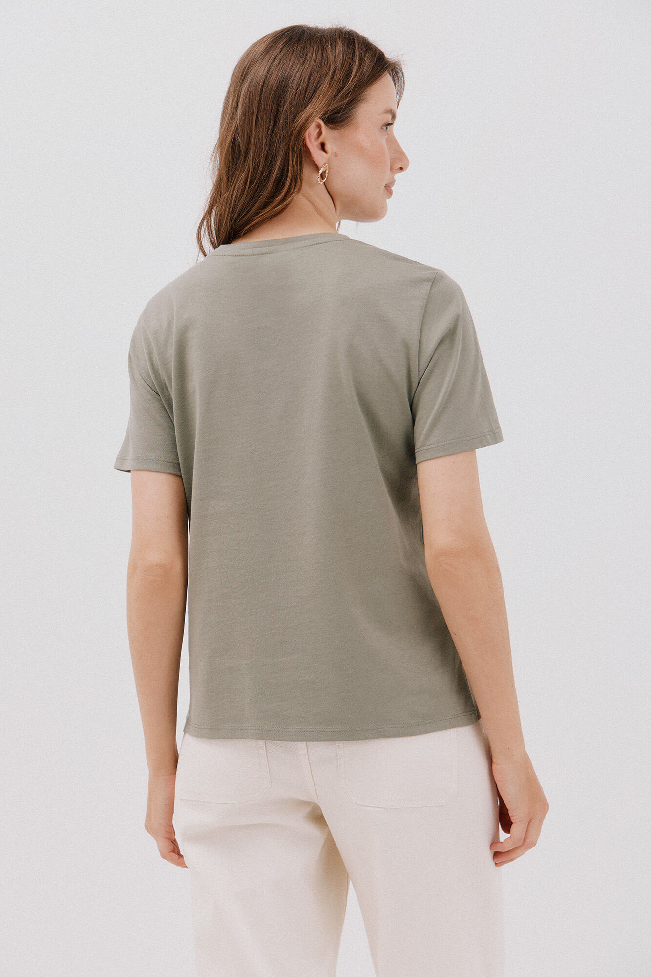 Cortefiel Playera estampado posicional Kaki