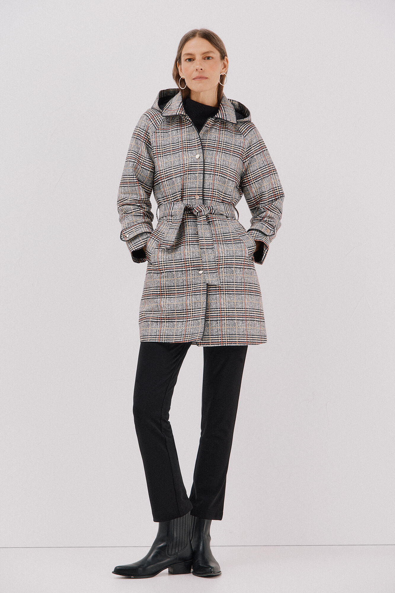 Cortefiel Gabardina satinada capucha desmontable Multicolor