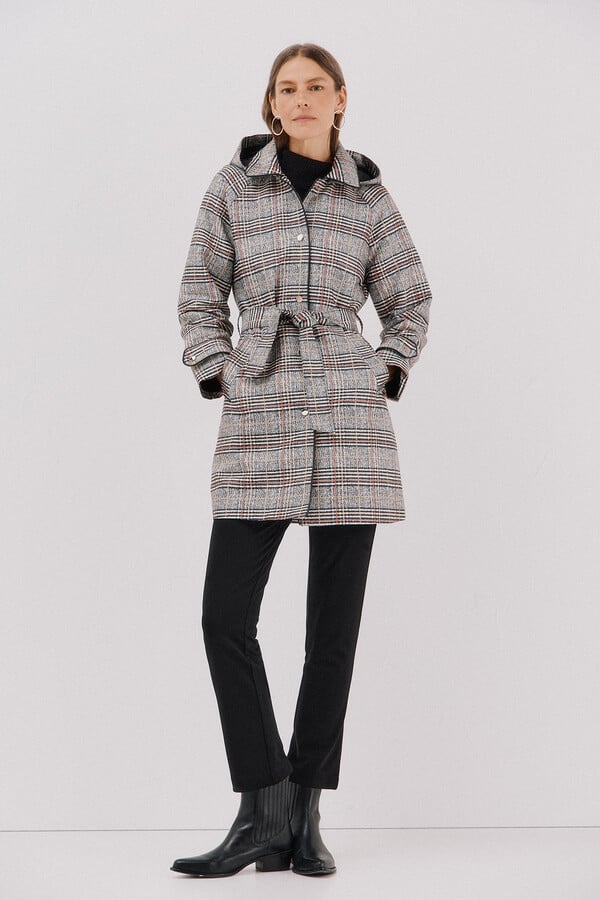 Cortefiel Gabardina satinada capucha desmontable Multicolor