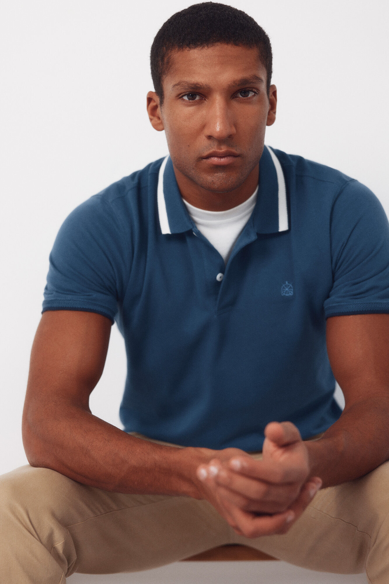 Cortefiel Polo estructura cuello fantas&iacute;a Azul oscuro