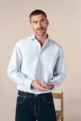 OOTO Camisa oxford liso manga larga Azul