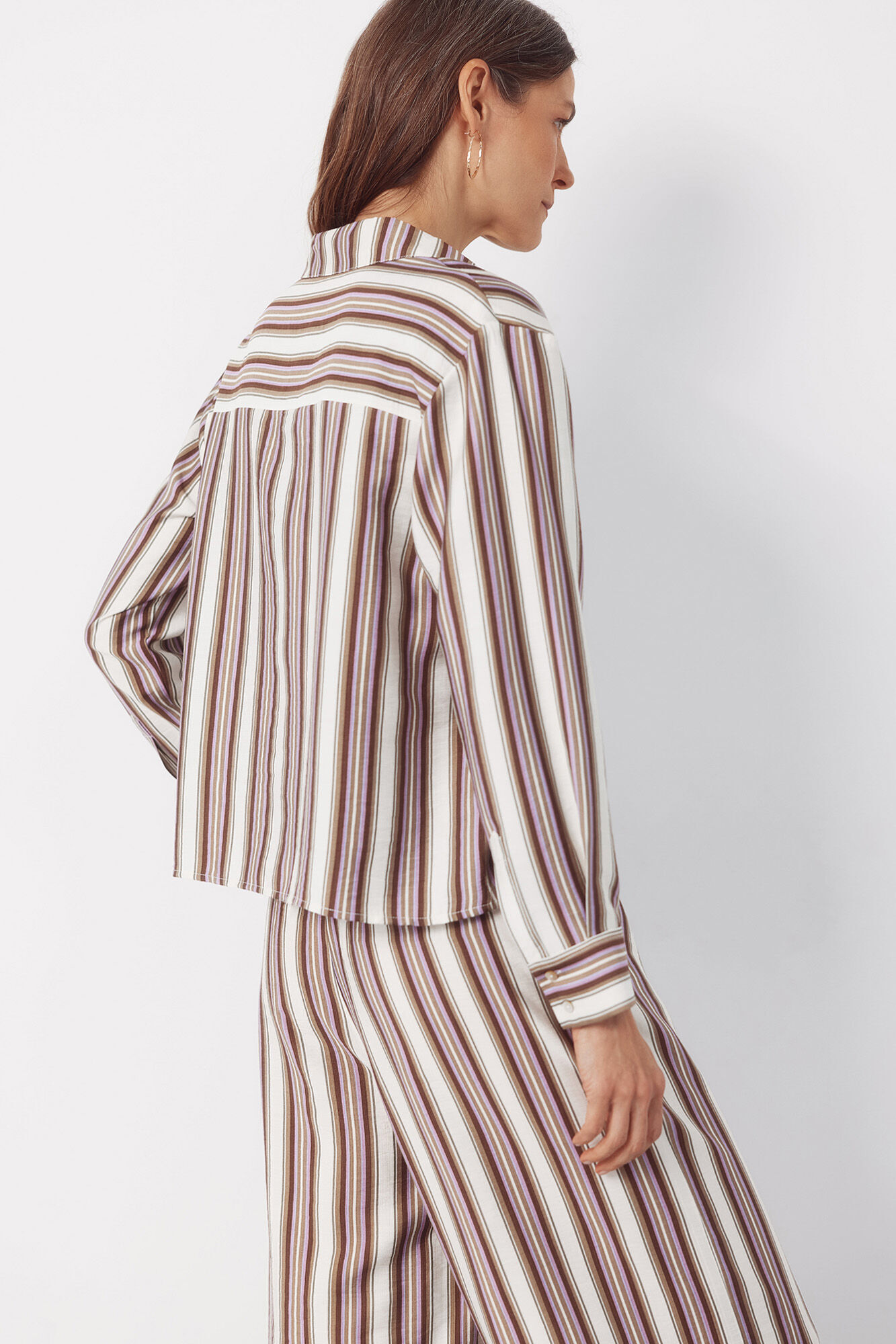Cortefiel Camisa de rayas Estampado marr&oacute;n