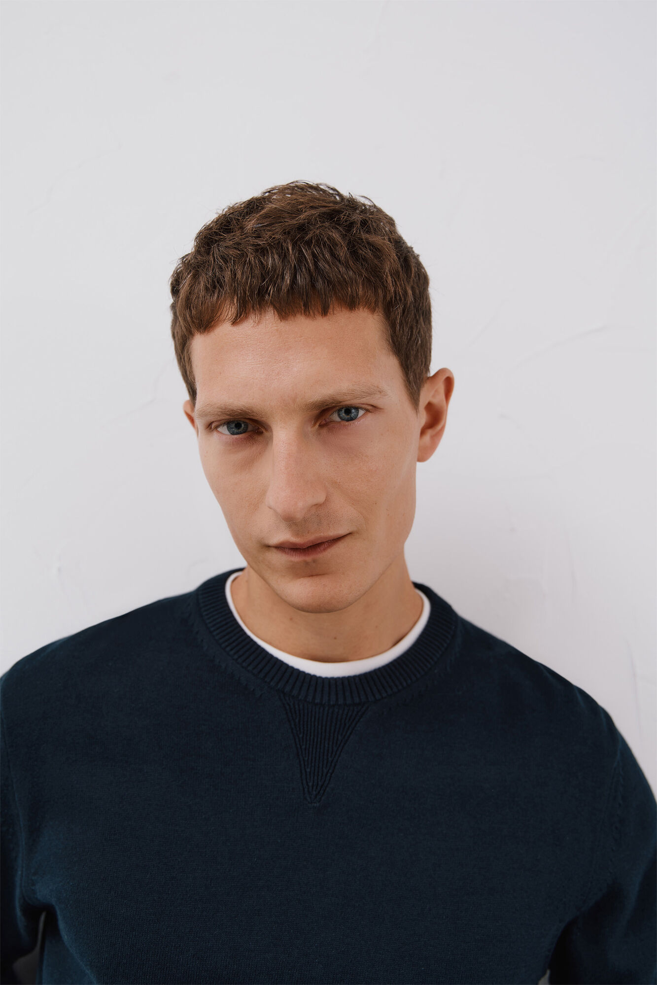 Cortefiel Su&eacute;ter tejido fino algod&oacute;n cuello redondo  Azul marino