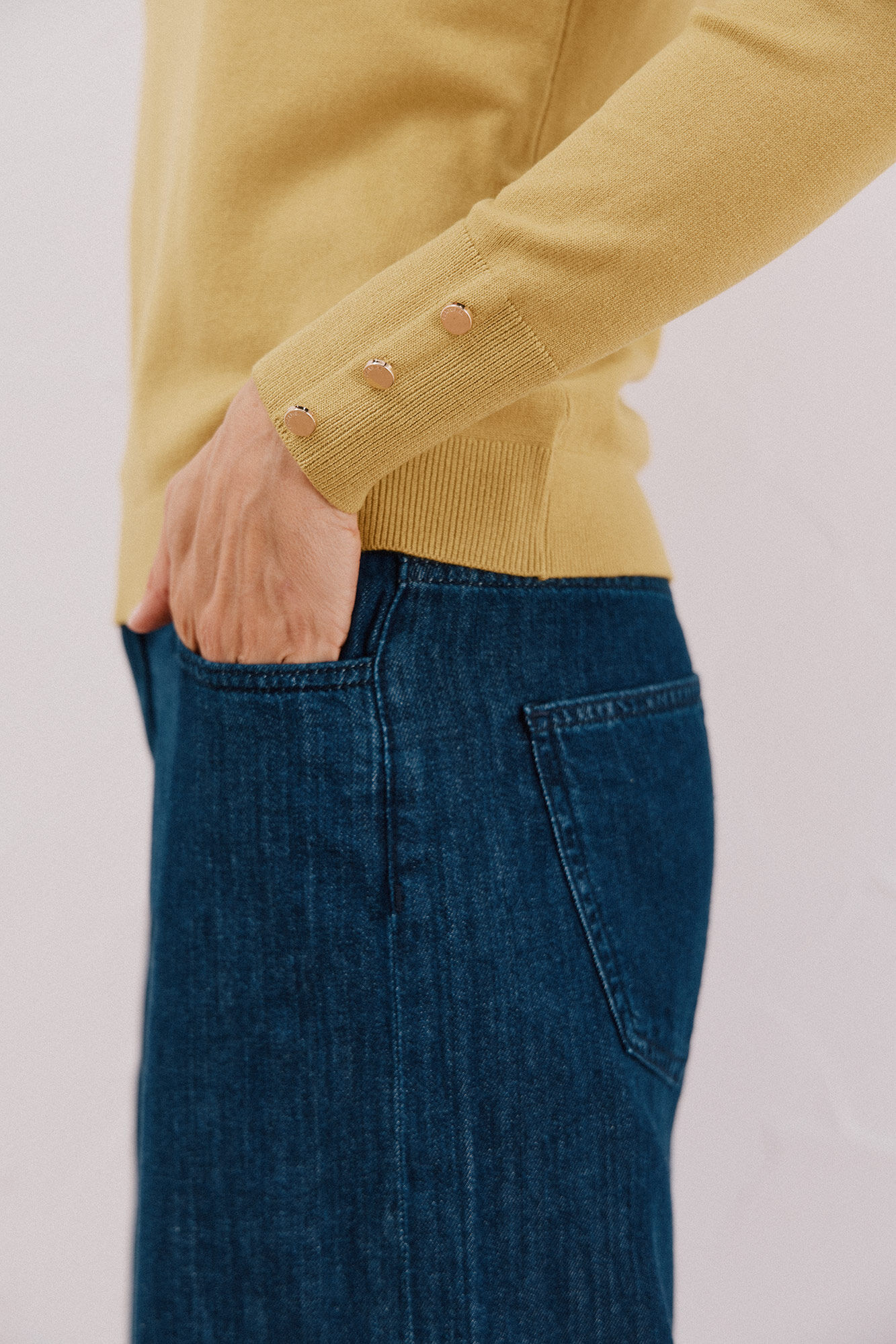 Cortefiel Su&eacute;ter de tejido fino Amarillo