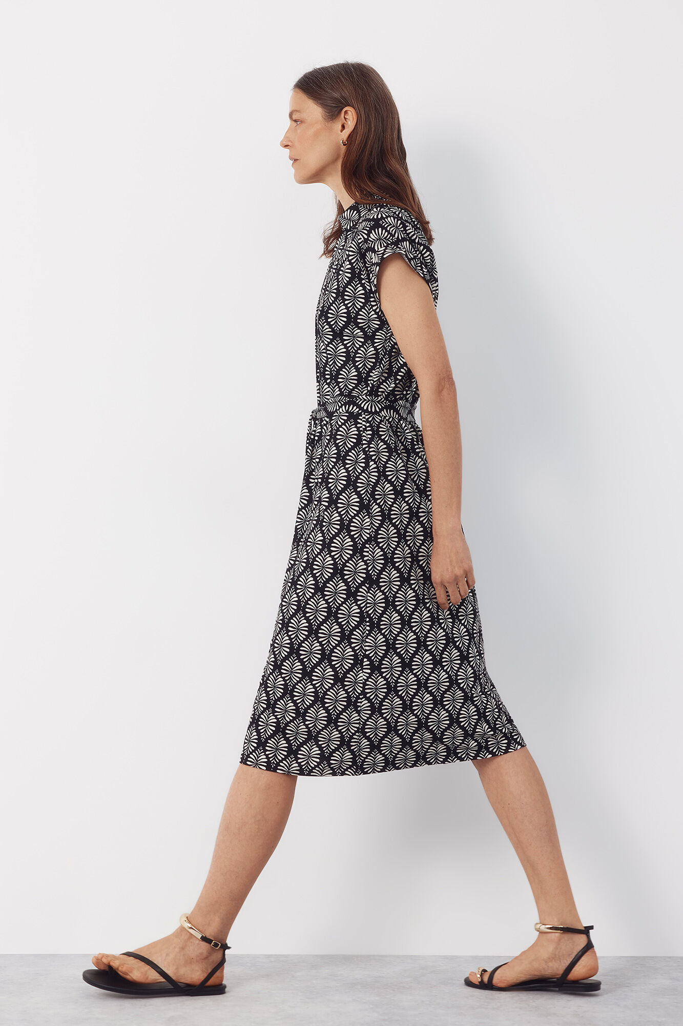 Cortefiel Vestido camisero Estampado gris