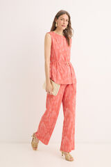 Cortefiel Pantalón tejido jacquard. Coral