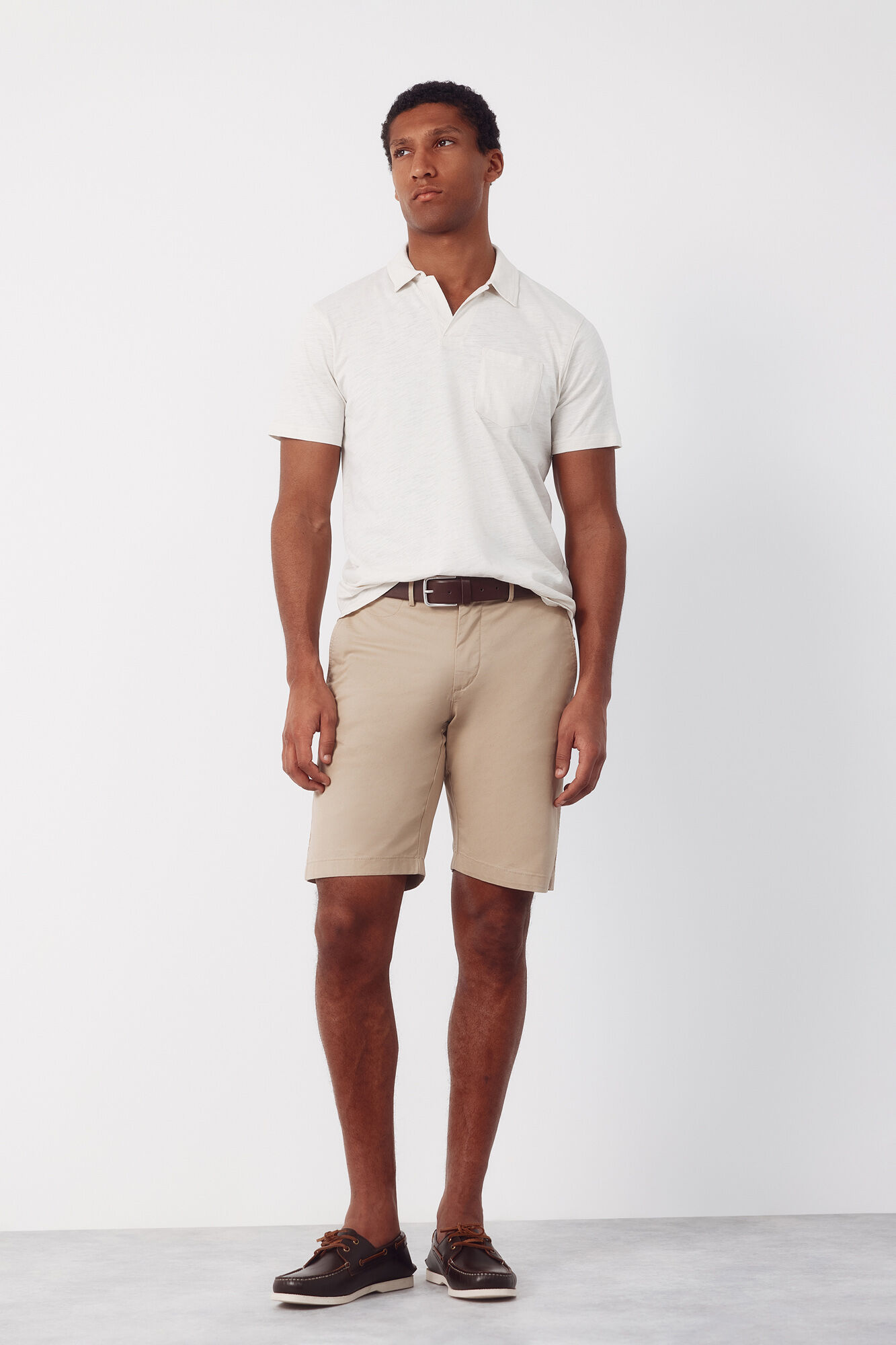Cortefiel Polo liso slub Marfil
