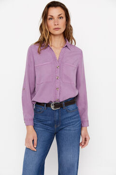 Cortefiel Camisa Cargo 100% Tencel Lila