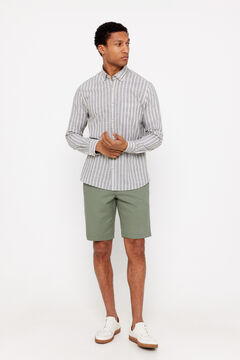 Cortefiel Camisa rayas tejido flamé Verde