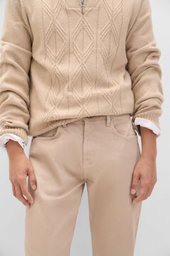 Cortefiel Pantalón 5 bolsillos color regular fit Beige