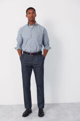 Cortefiel Camisa rayas oxford slub Azul oscuro