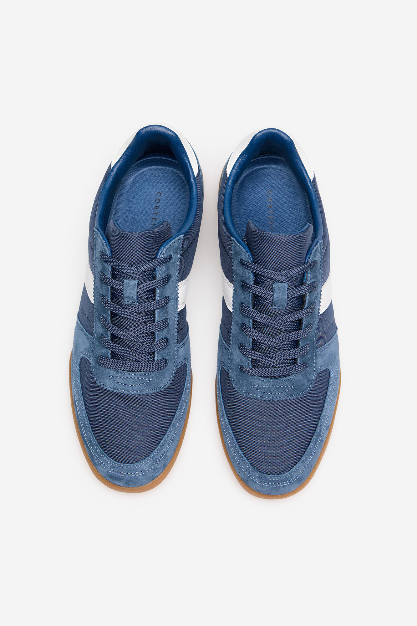 Cortefiel Zapatilla piel y textil Azul