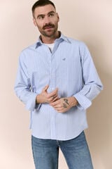 OOTO Camisa rayas popel&iacute;n manga larga Azul