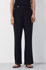 Cortefiel Pantal&oacute;n de lino con botones dorados Negro