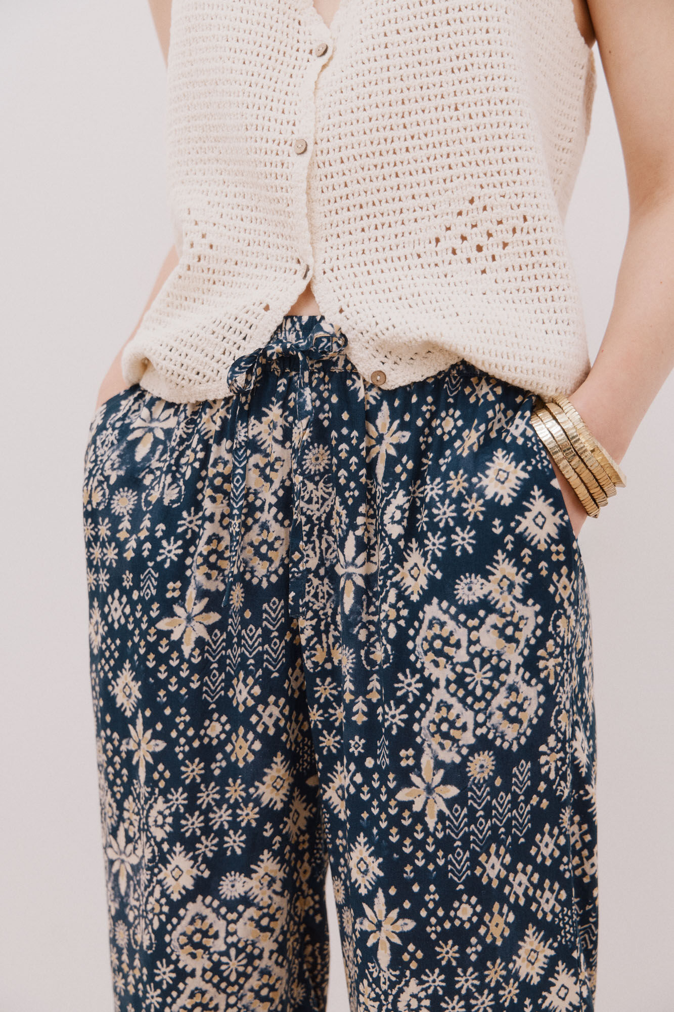 Cortefiel Pantal&oacute;n fluido estampado Estampado azul