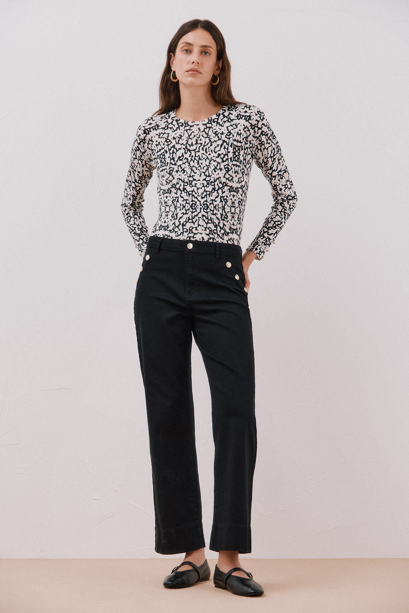 Cortefiel Pantalones palazzo botones