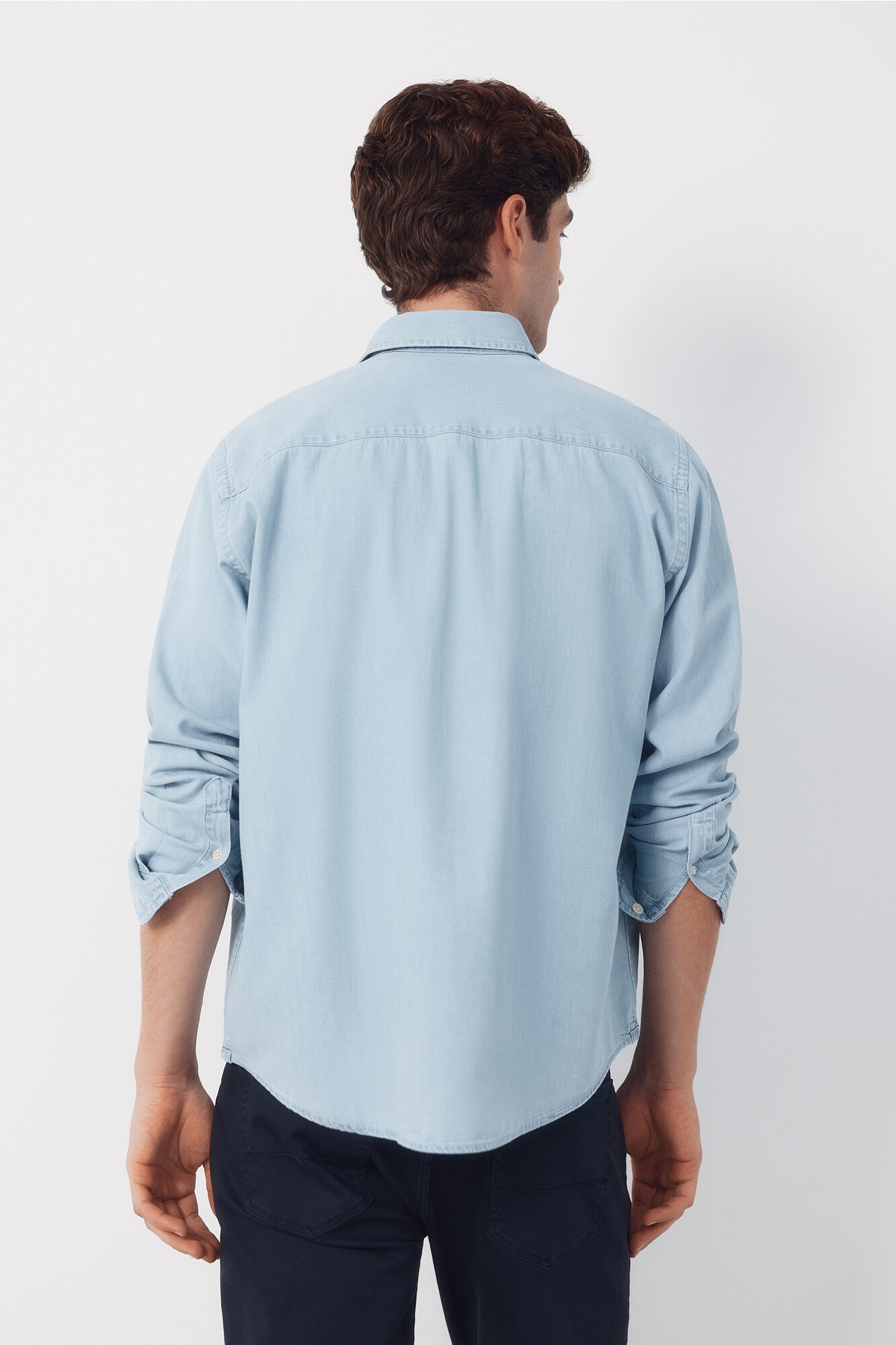 Cortefiel Camisa vaquera chambray manga larga&nbsp; Azul