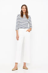 Cortefiel pantalón denim fit palazzo crop Blanco