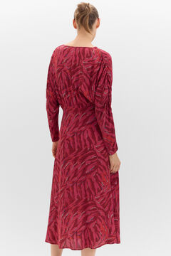 Cortefiel Vestido midi estampado Estampado granate