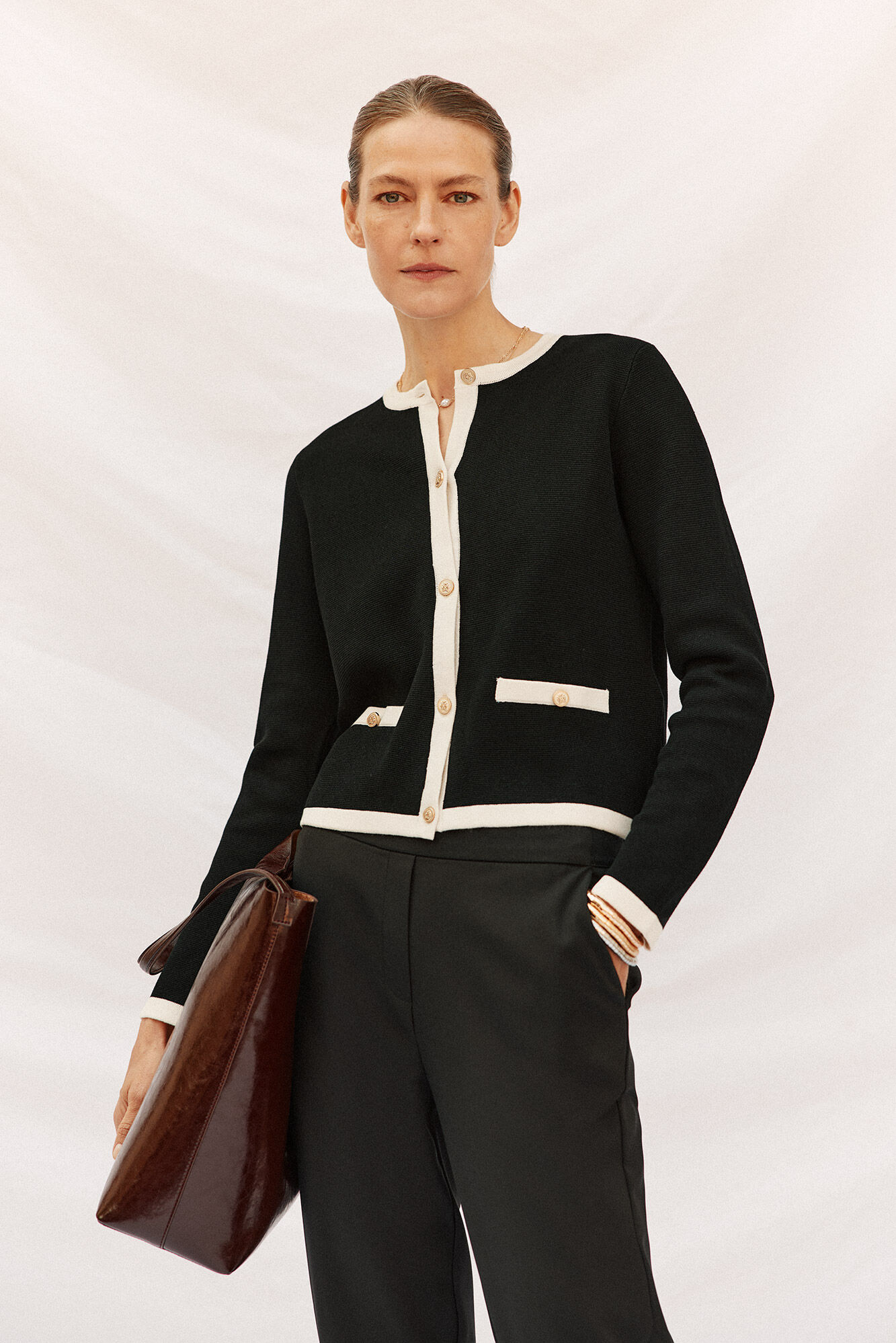 Cortefiel Pantal&oacute;n recto con el&aacute;stico en la espalda