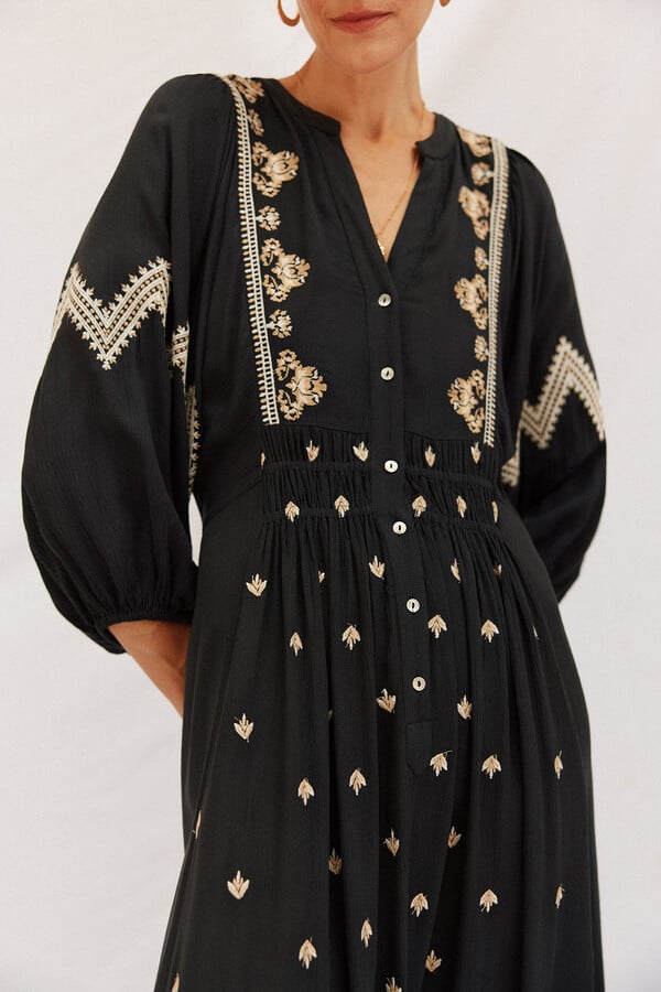 Cortefiel Vestido cuello redondo Gris