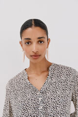 Cortefiel Blusa canesú delantro Estampado blanco