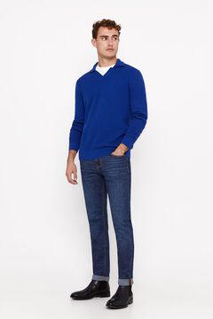 Cortefiel Jersey algodón cuello polo Azul
