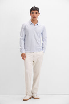 Cortefiel Polo algodón tencel manga larga Azul
