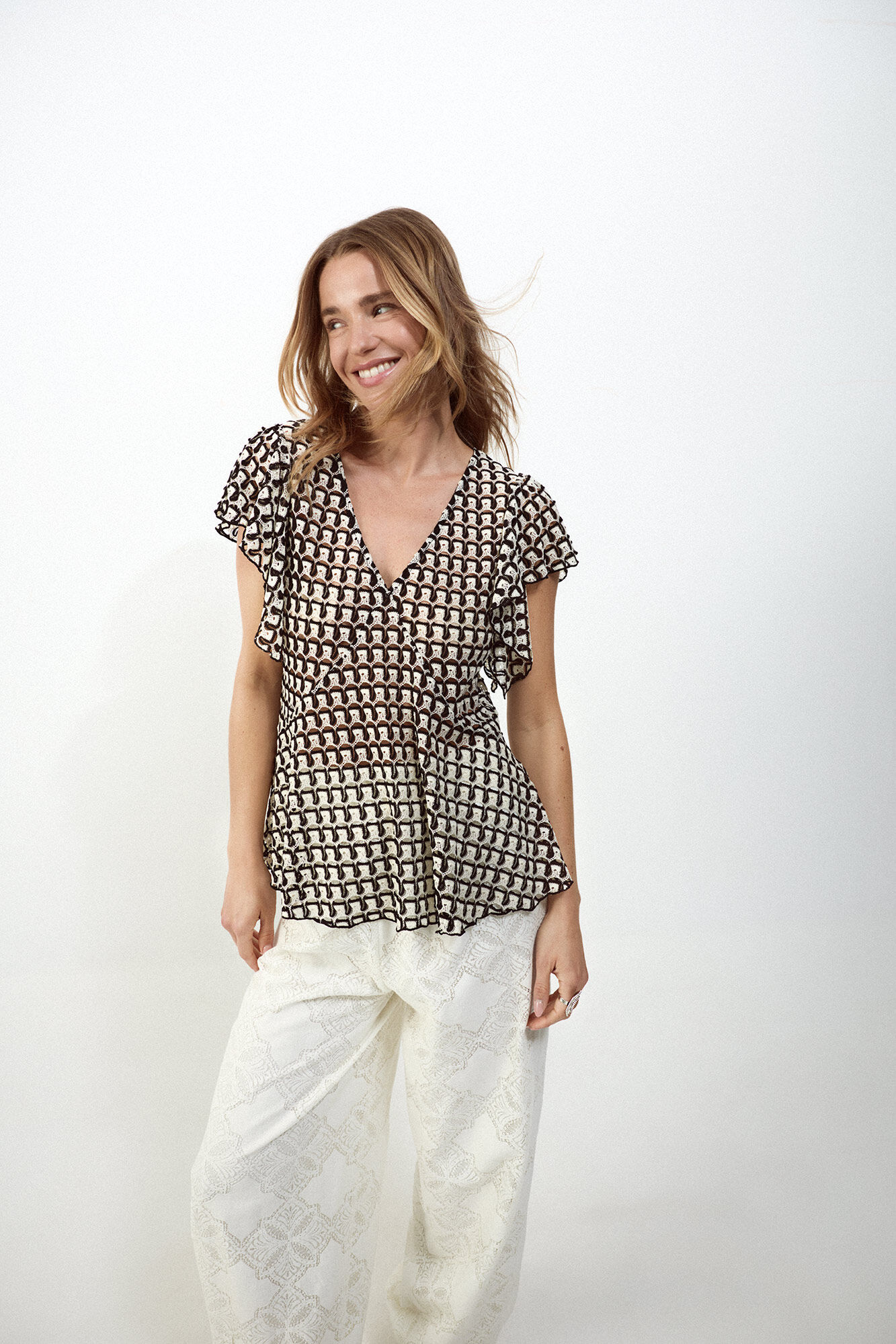 Slowlove Top estructura multicolor Negro