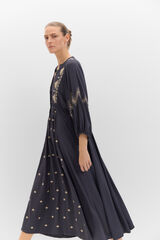 Cortefiel Vestido midi bordado Gris