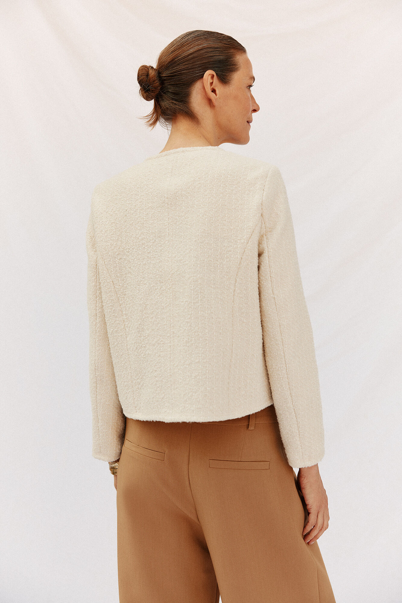 Cortefiel Chaqueta de cuello redondo Marfil