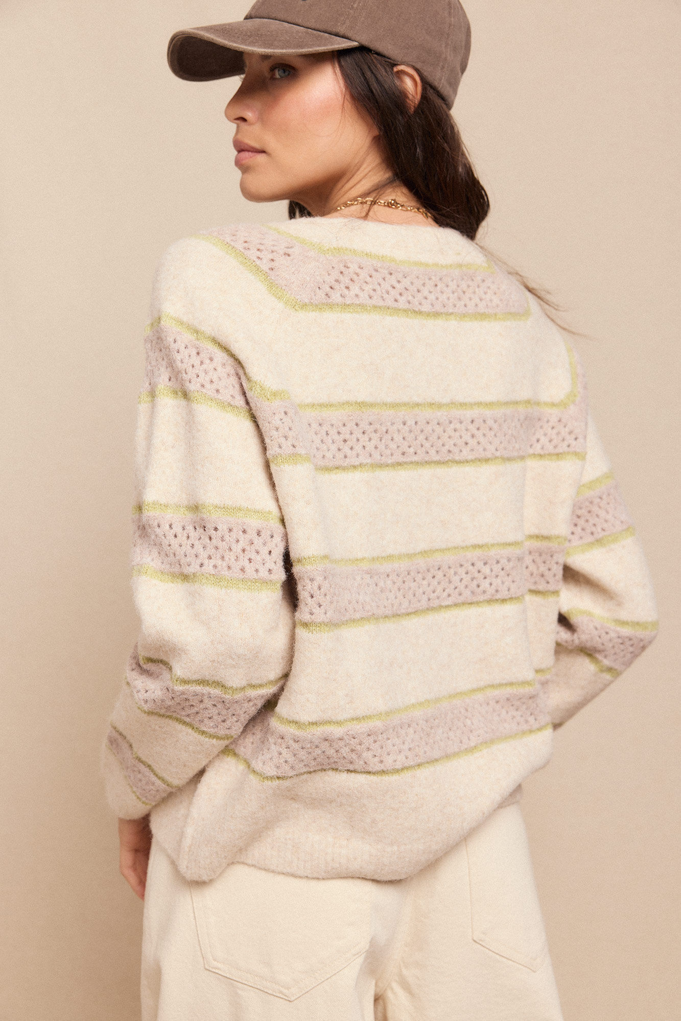 Slowlove Jersey rayas Beige