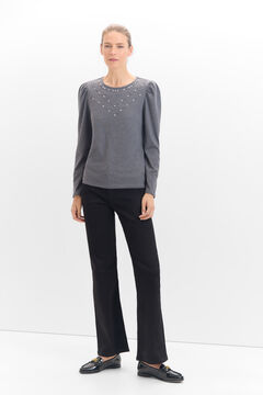 Cortefiel Camiseta con studs Gris