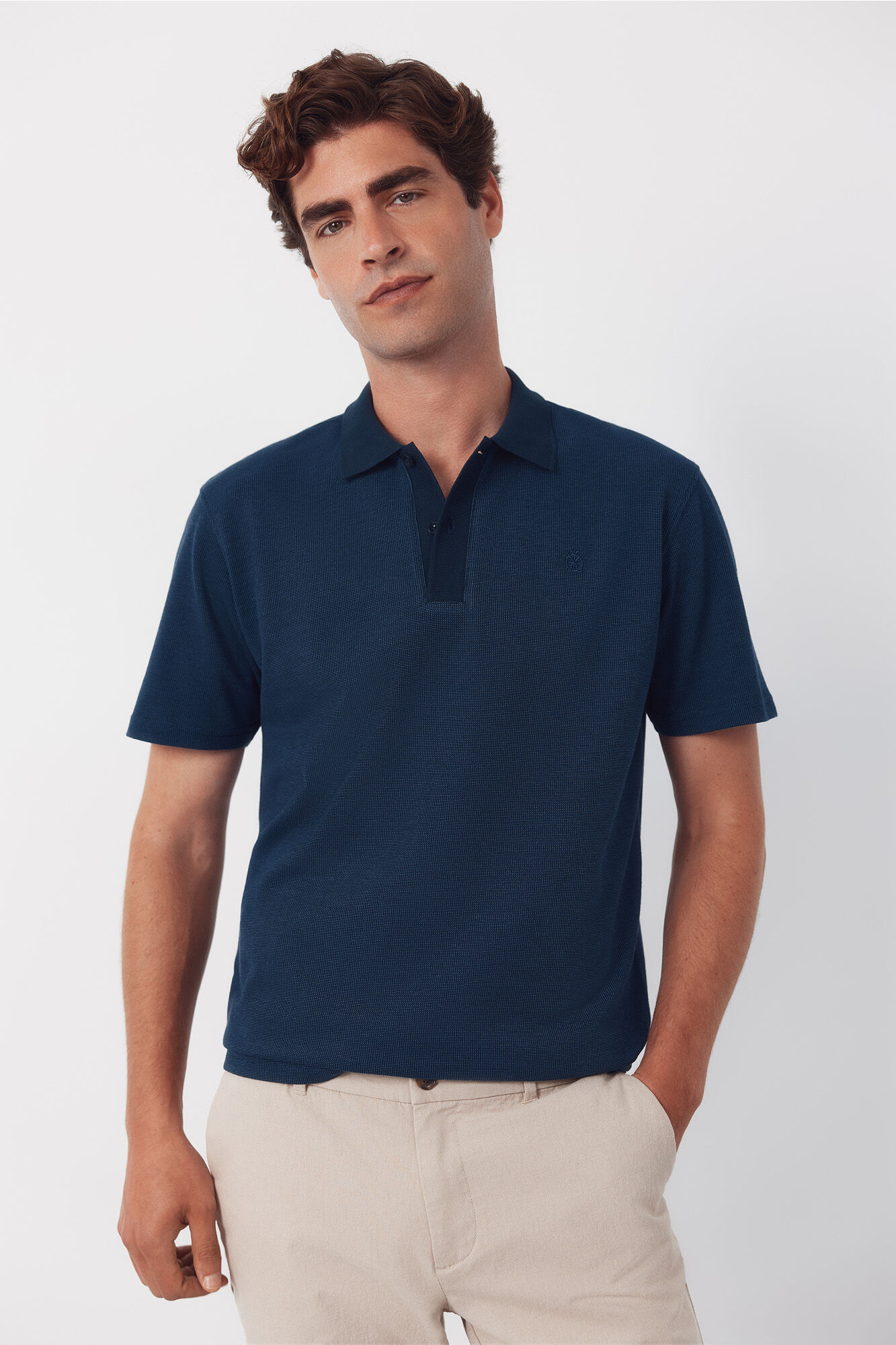 Cortefiel Polo textura Azul marino