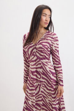 Cortefiel Vestido estampado manga murciélago Multicolor
