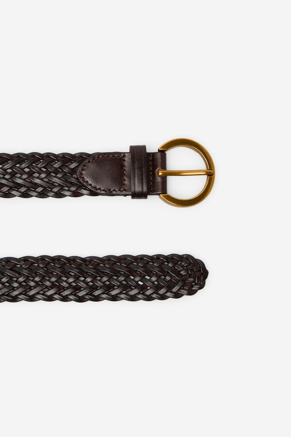 Cortefiel Square braided belt Marrón