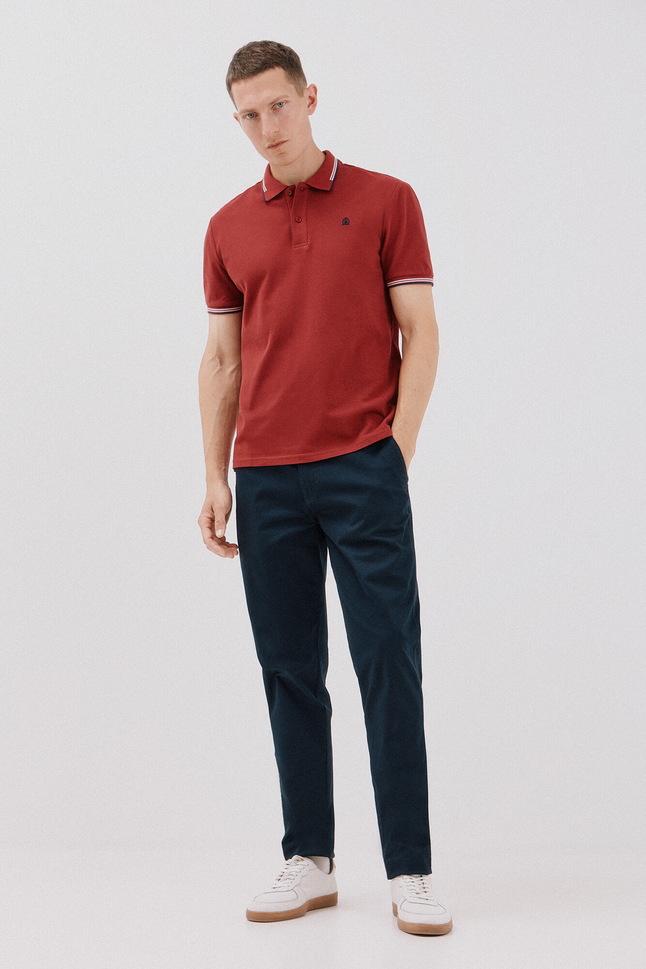 Cortefiel Polo piqu&eacute; tips Granate