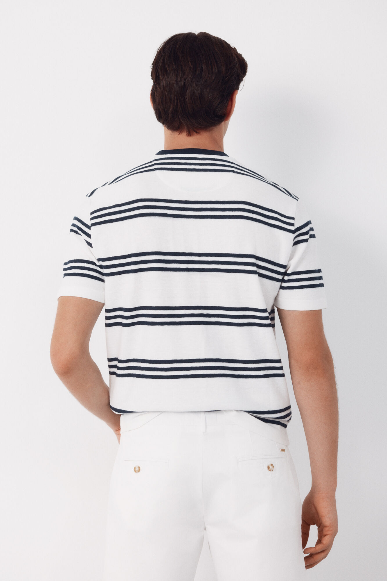 Cortefiel Camiseta de rayas estructura Blanco