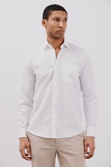 Cortefiel Camisa lino algodón liso Blanco