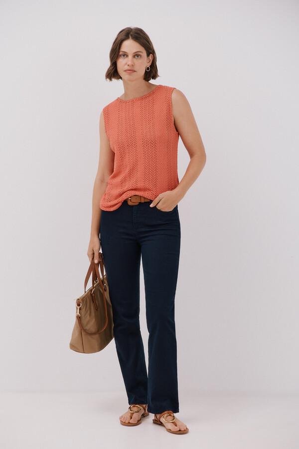 Cortefiel Top sin mangas crochet Coral
