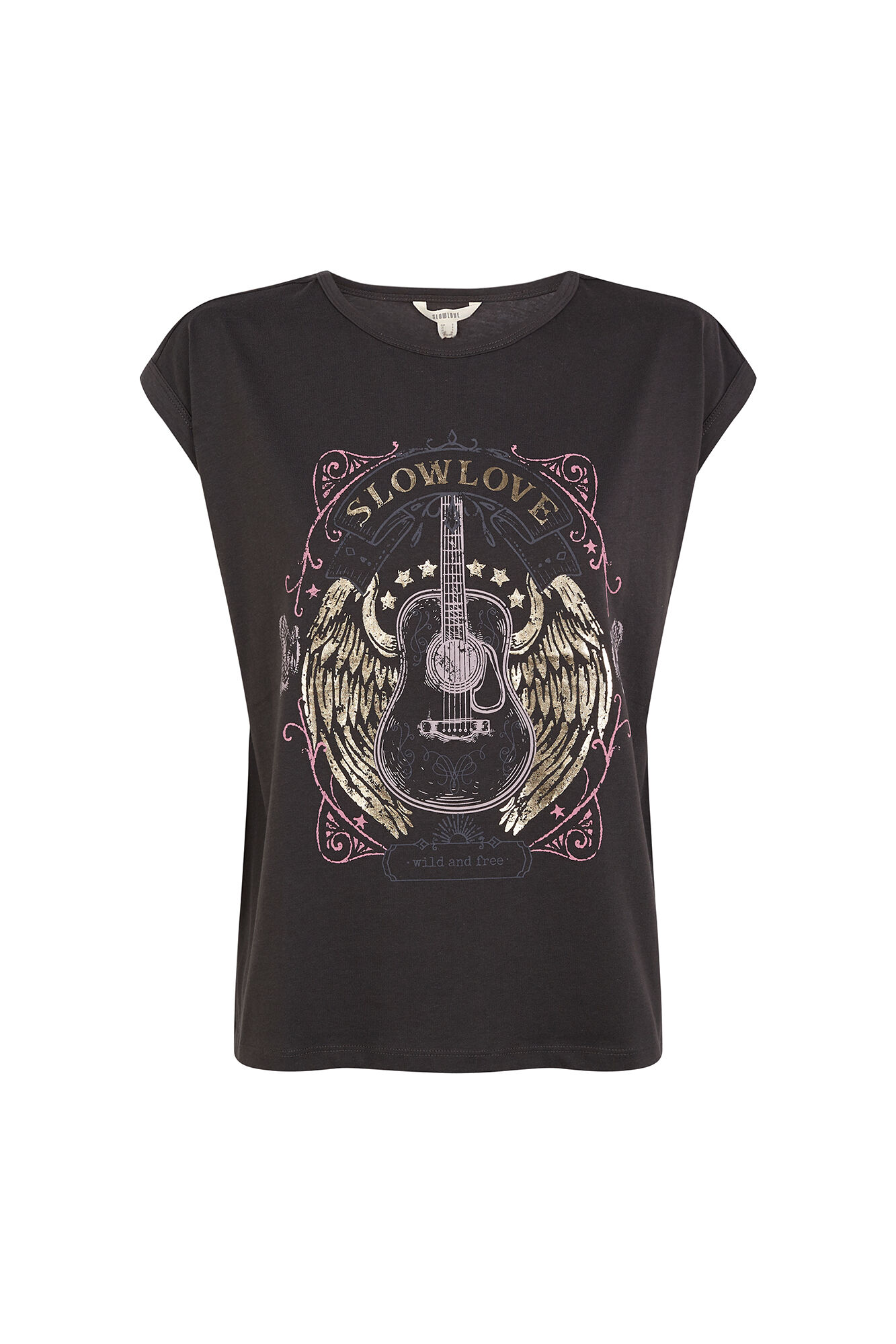 Slowlove Playera slowlove guitarra Gris oscuro