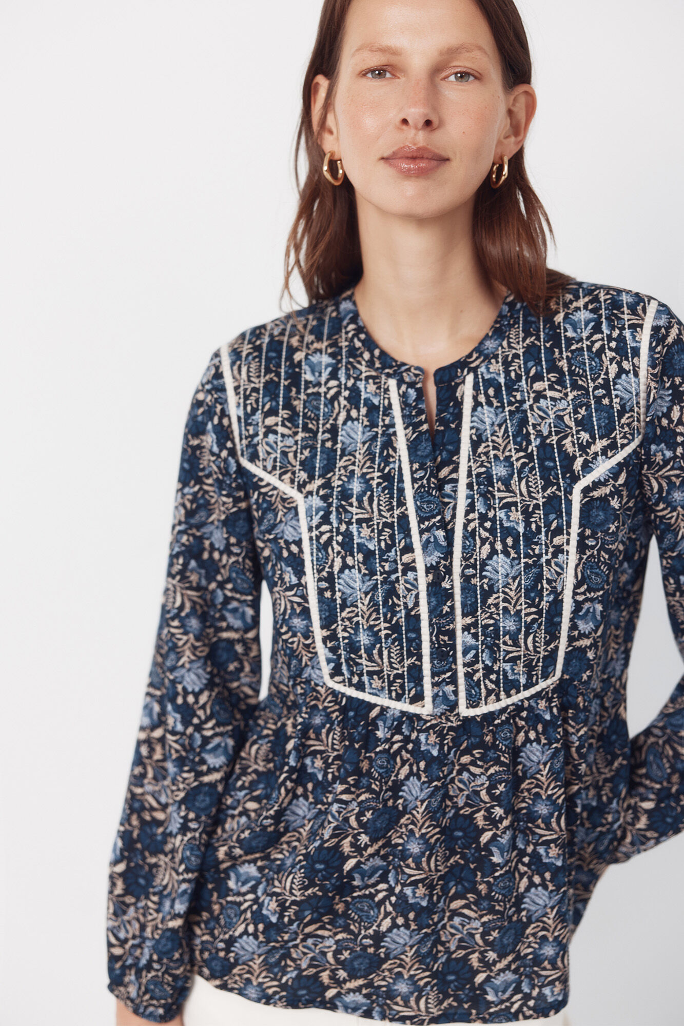Cortefiel Blusa mao acolchada Estampado azul