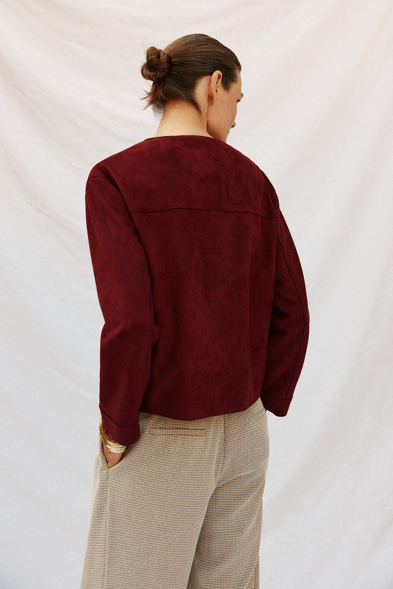 Cortefiel Chamarra efecto piel Vino