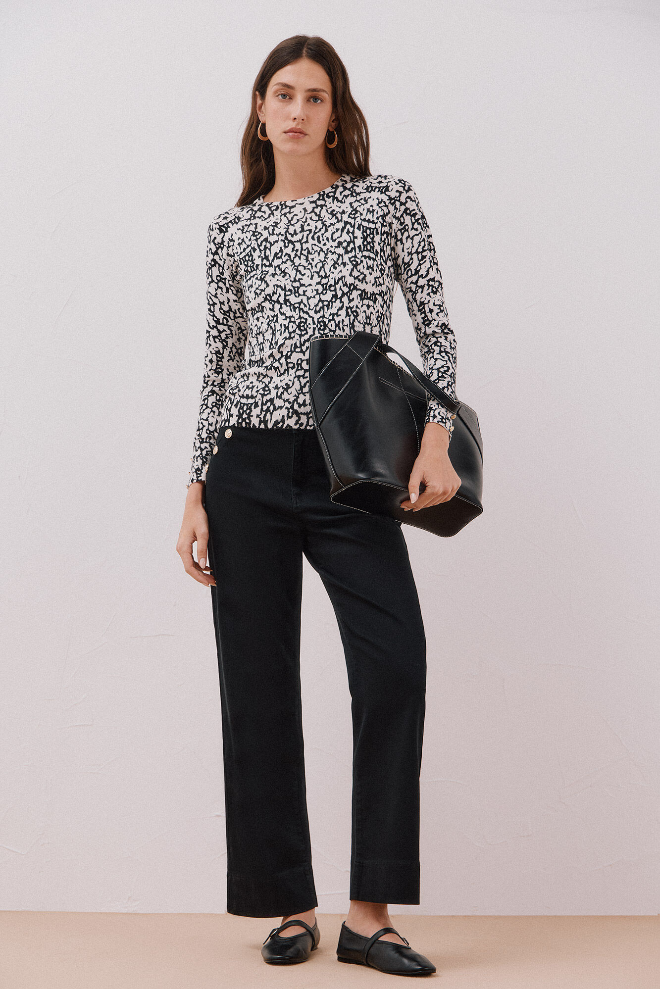 Cortefiel Su&eacute;ter de tejido estampado Negro