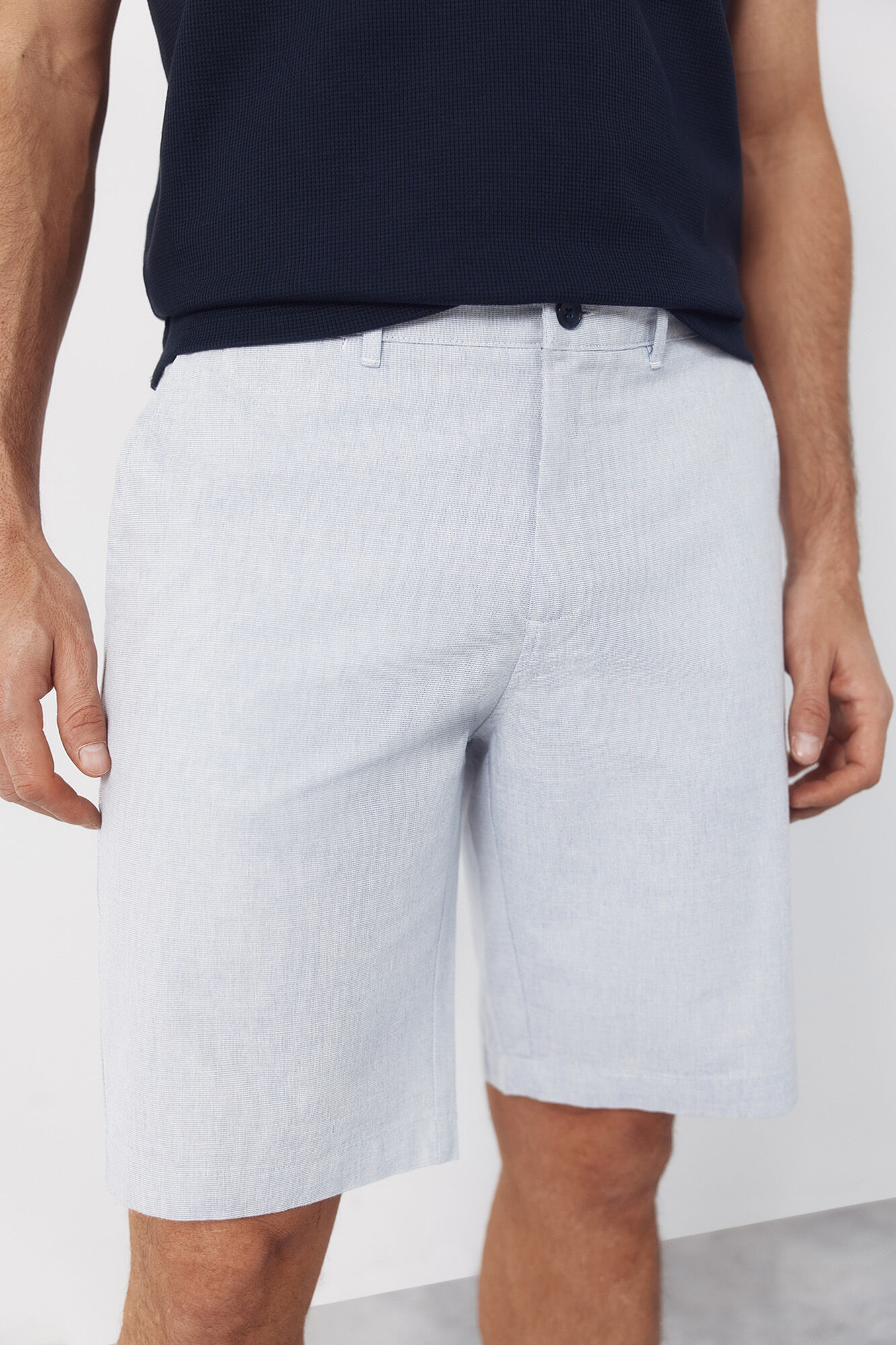 Cortefiel Bermuda tejido oxford Azul